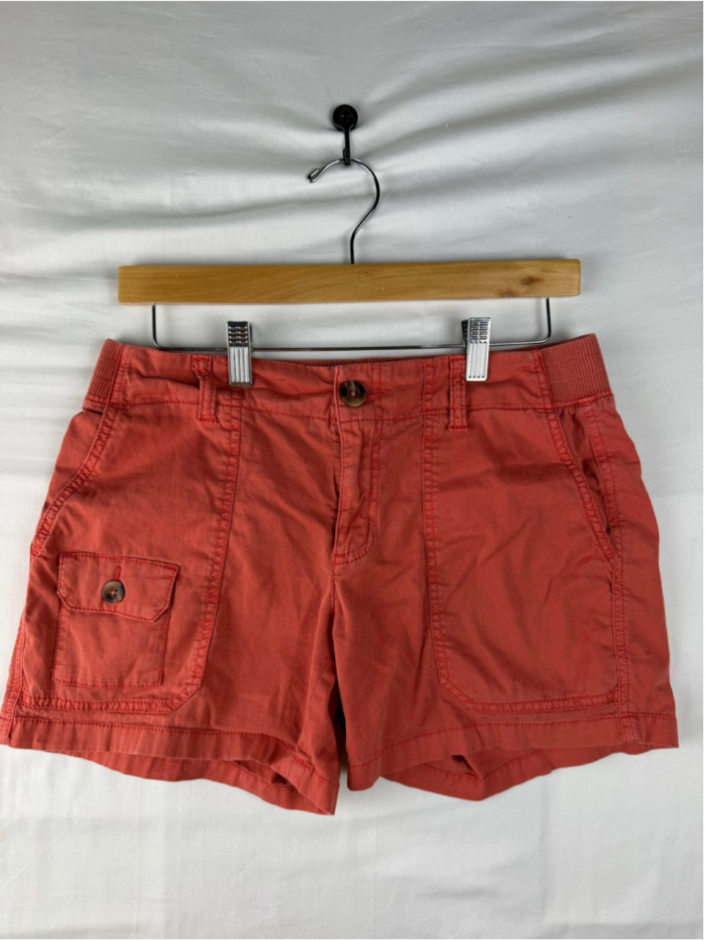 Sonoma Coral Pink Stretch Utility Cargo Shorts Elastic Waist Summer 5 inch